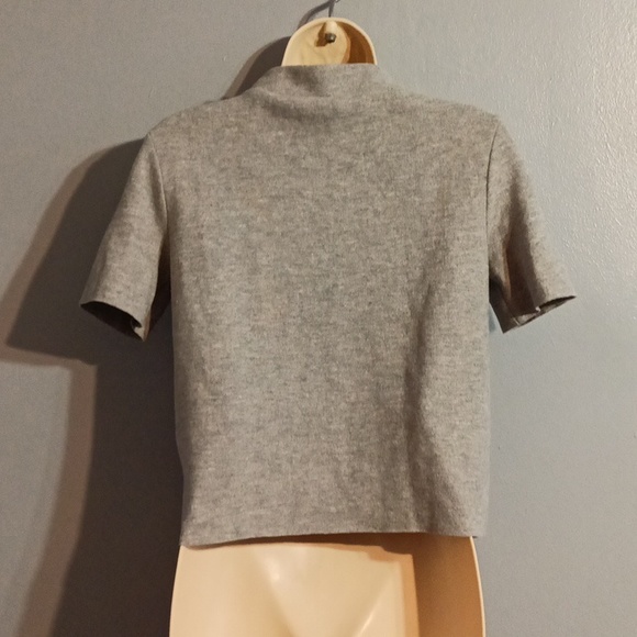 Zara women's light gray, black blends size small short sleeve mock neck … - Picture 10 of 17